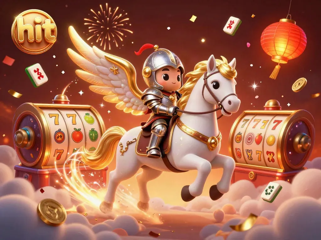 Experience the hit of winning in a magical casino scene filled with slot reels and celestial elements.